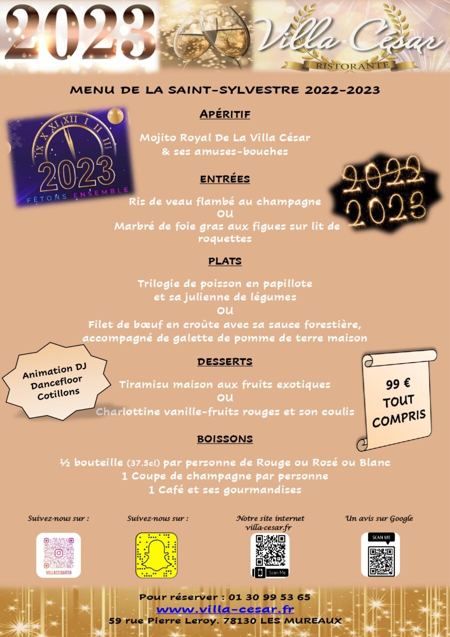 Menu St Sylvestre 2022/2023